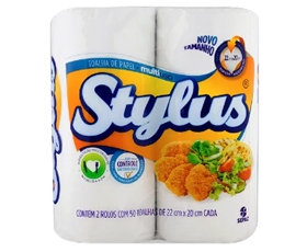 Papel Toalha Folha Dupla Multiuso Stylus 22cm x 20cm c/2 unid